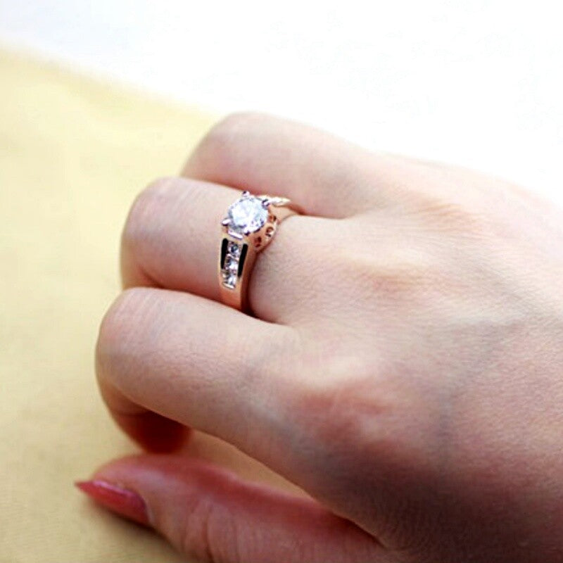 Vellaire™ 18K Rose Gold 1.5ct Side Stone Crystal Wedding Ring