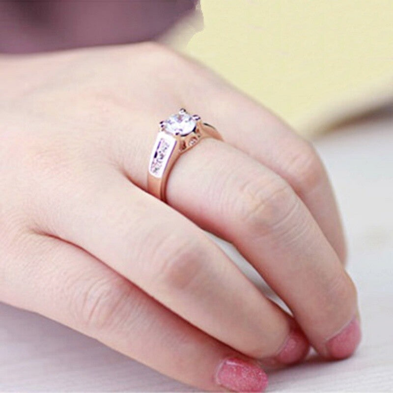 Vellaire™ 18K Rose Gold 1.5ct Side Stone Crystal Wedding Ring