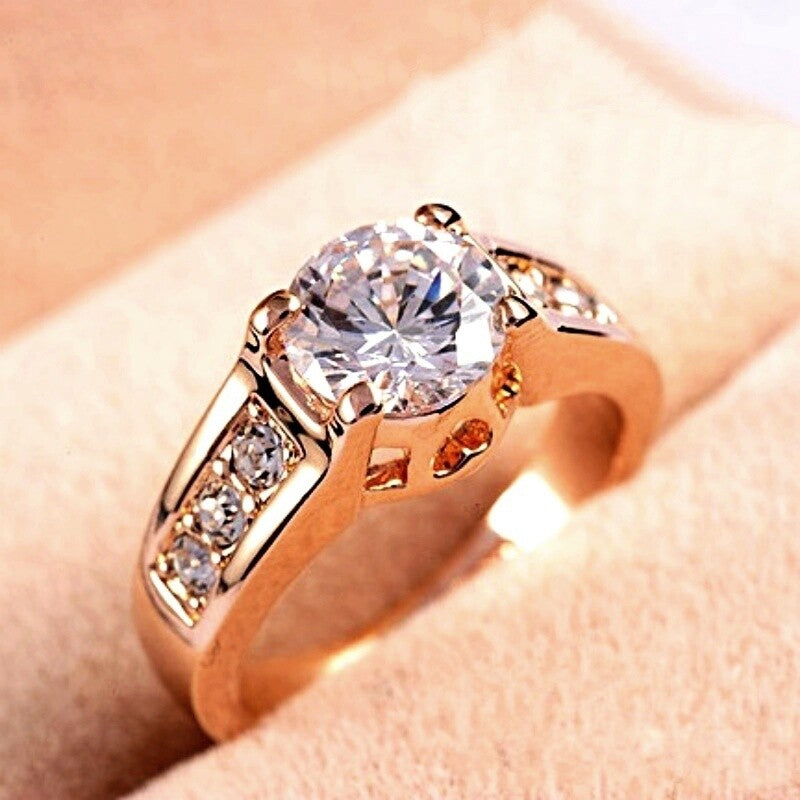 Vellaire™ 18K Rose Gold 1.5ct Side Stone Crystal Wedding Ring
