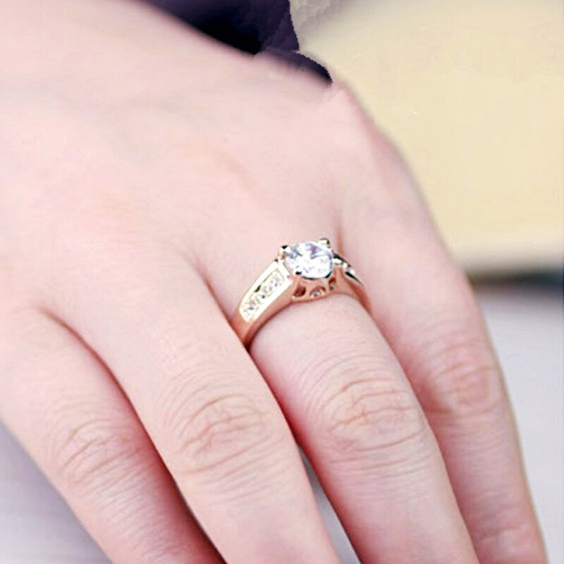 Vellaire™ 18K Rose Gold 1.5ct Side Stone Crystal Wedding Ring